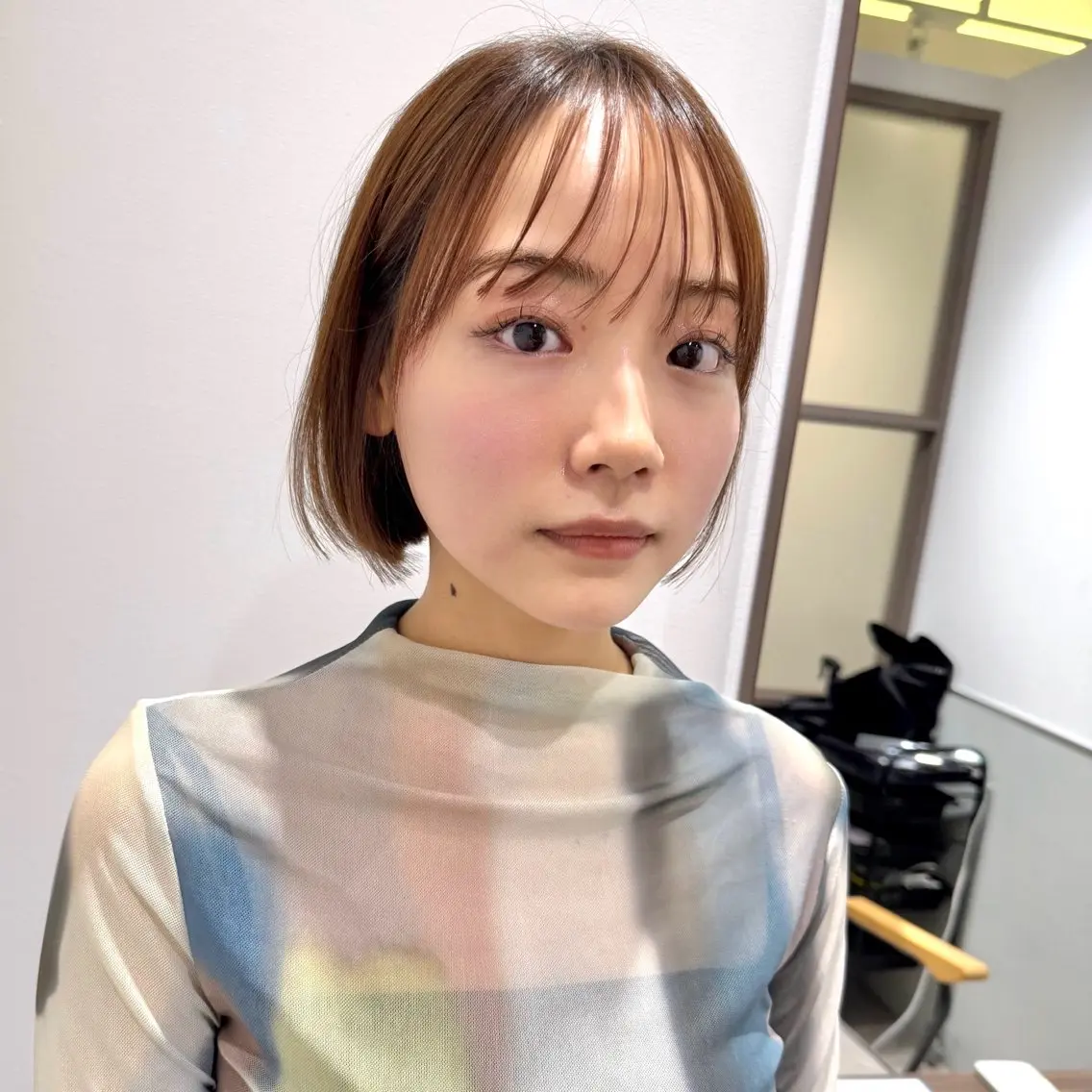 ショート カラー 切りっぱなしボブ ボブ カット ヘアカラー トリートメント take/ショート& レイヤーカット/銀座のヘアスタイル