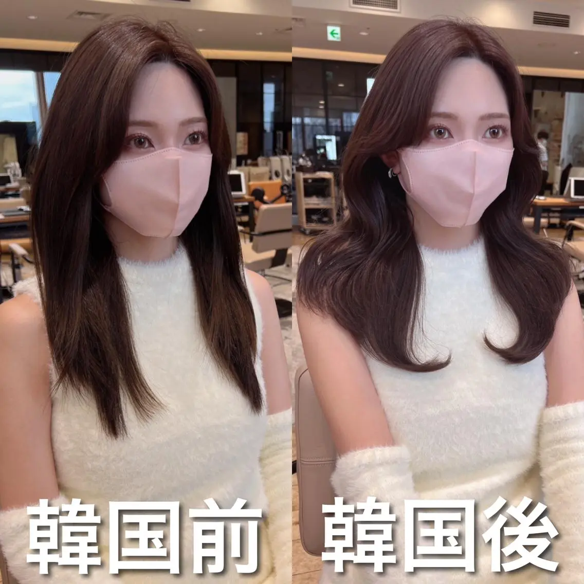 セミロング カラー ヘアアレンジ くびれヘア 韓国風ヘア 似合わせカット サイドバング 小顔カット 骨格別小顔カット/ 顔周りカット/金井のヘアスタイル