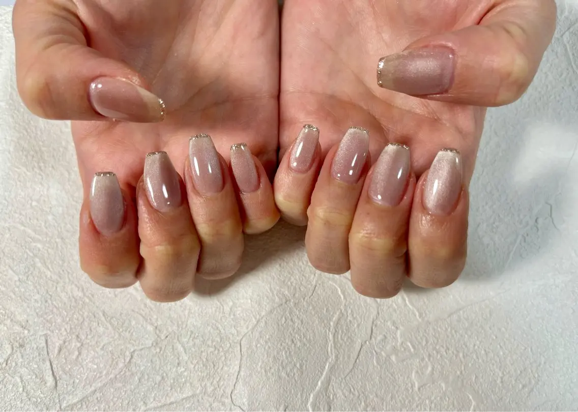 ネイル オーロラネイル フットネイル フレンチネイル ジェルネイル 韓国ネイル kiki nail たまプラーザのネイルデザイン