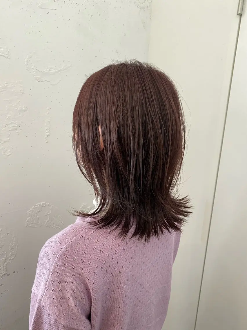 ミディアム カラー ブリーチ ブラウンカラー 関 桃萌果のヘアスタイル