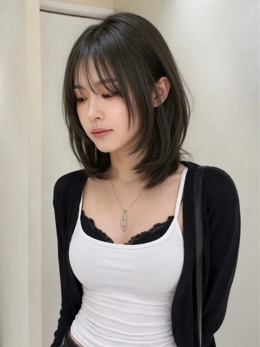 ミディアム 大人韓国レイヤ ー特化|角岡泉希🩶のヘアスタイル