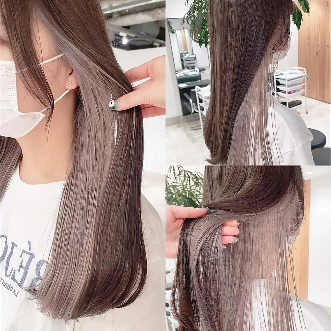 カラー ベージュカラー ブリーチ ミルクティーベージュ ヘアカラー トリートメント 渋谷:インナーカラー ／🍒エリカ🍒のヘアスタイル