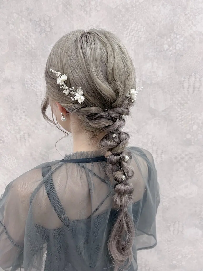 🫧🍬おでかけ前に🍬🫧ヘアアレンジ🎀シニヨン/アップ/編みおろし/ポニーテール🎀早朝相談可🆗(別途料金有)の写真