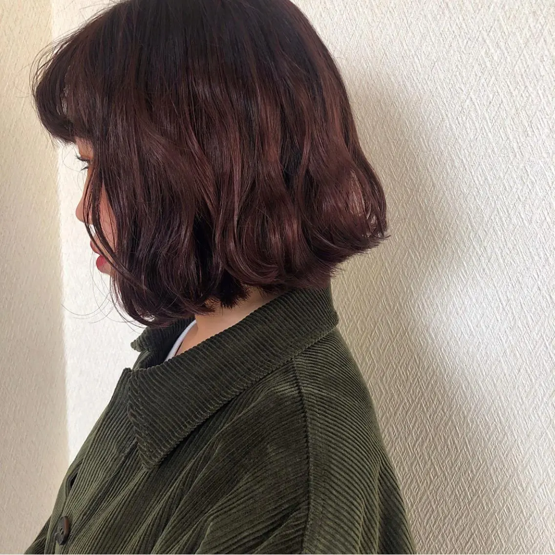 セミロング カラー カシス オレンジ レッドカラー 水野 雪 /パーマ/暖色カラーのヘアスタイル