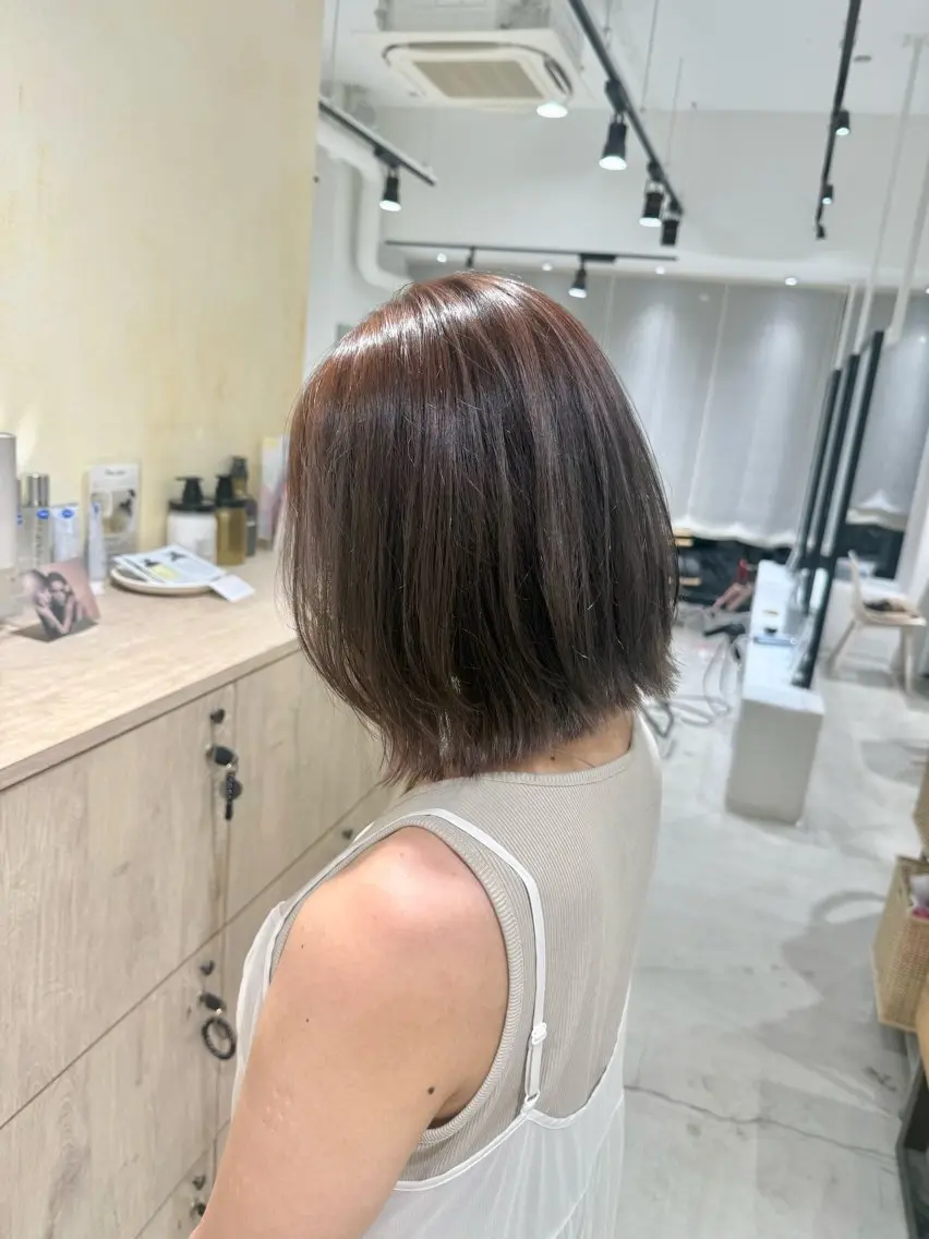 ショート カラー ボブ くびれヘア レイヤーカット ボブ/美髪矯正 /佐藤　奈巳のヘアスタイル