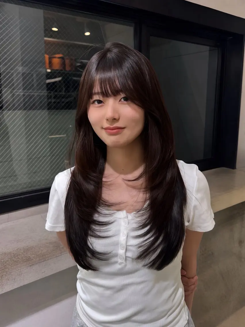ロング レイヤーカット 似合わせカット カット ヘアカラー トリートメント リクト /レイヤーカットのヘアスタイル