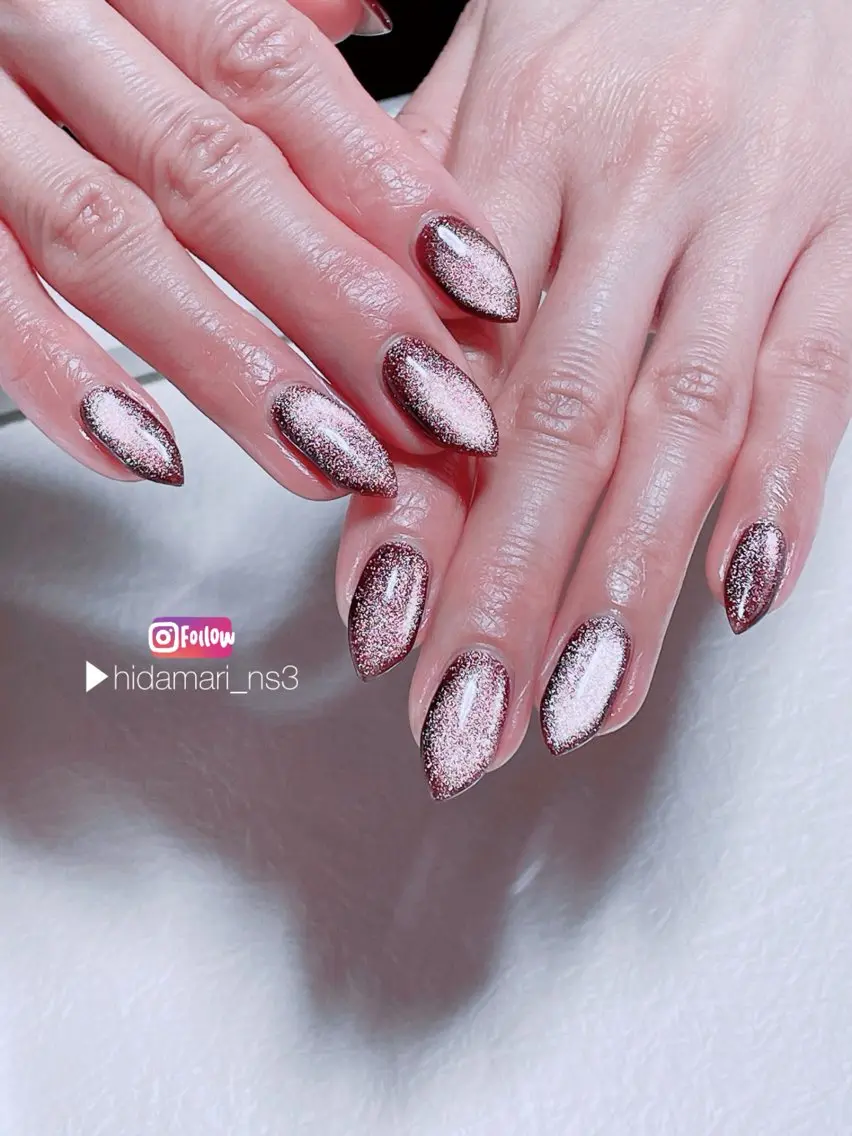 ネイル ブラウン マグネットネイル ハンドネイル NailSalon ひだまりのネイルデザイン