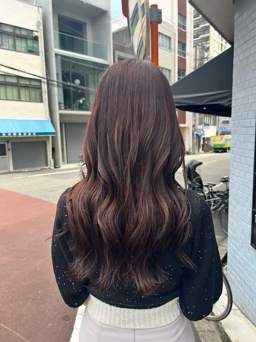 ロング ヘアカラー トリートメント 藤倉なつみ/ パーマモデル様募集中のヘアスタイル