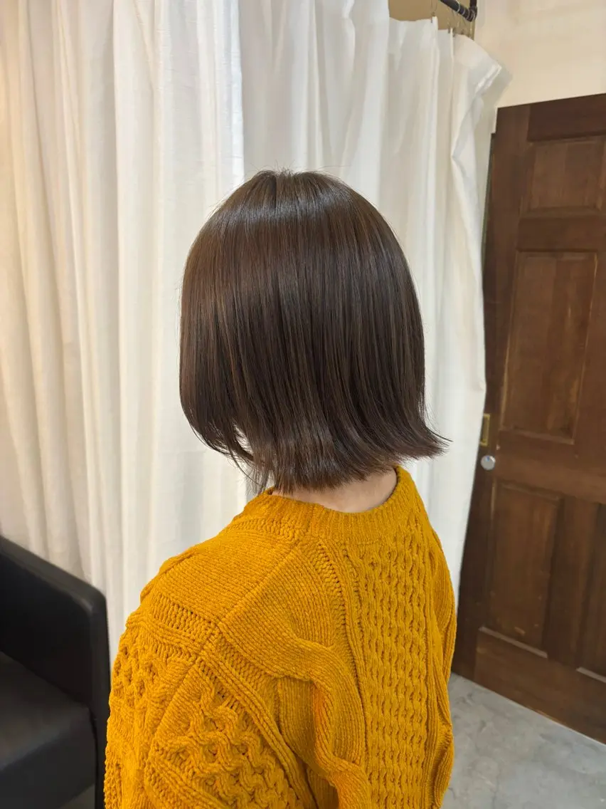 ミディアム カラー ベージュカラー 透明感カラー オリーブベージュ ボブ カット ヘアカラー トリートメント ボブ/可愛いスタイル ⠀ゆらのヘアスタイル