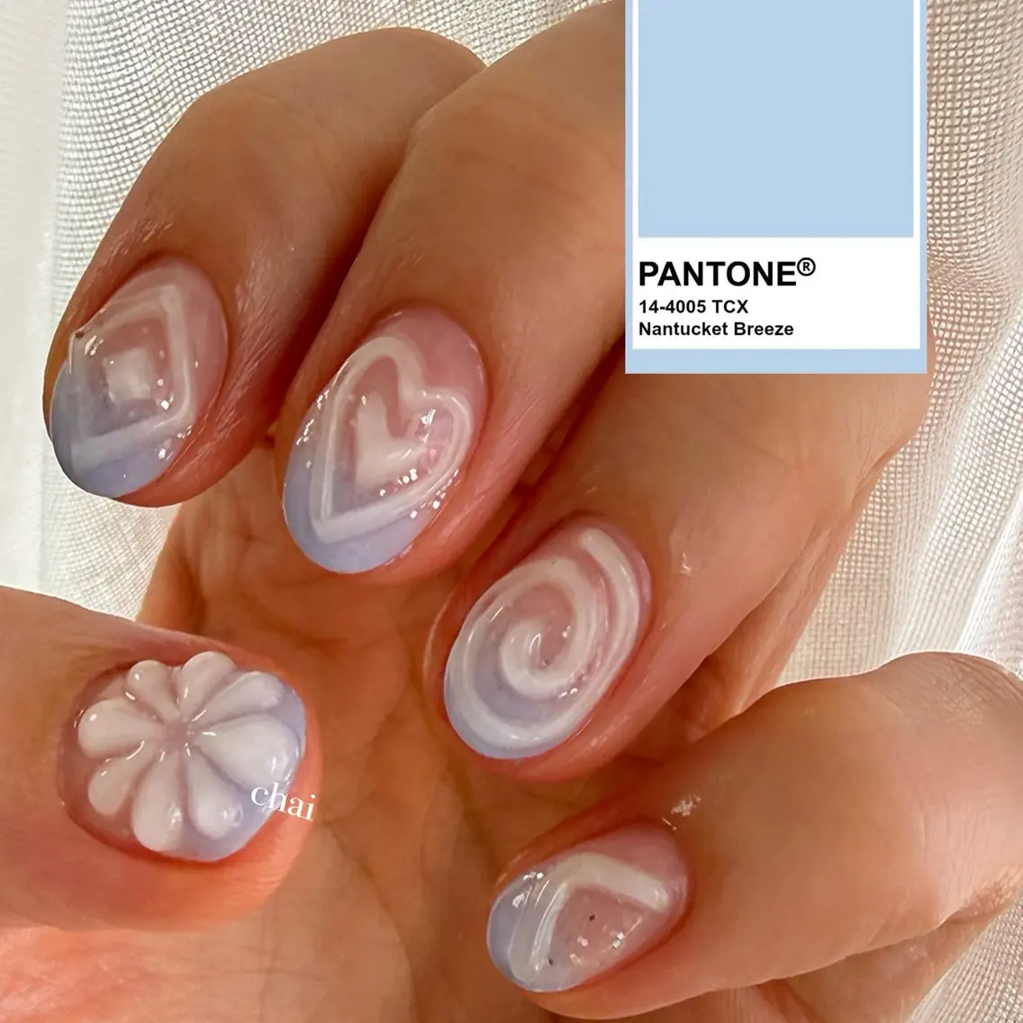 ネイル ブルー 韓国ネイル ぷっくりネイル ハンドネイル chai nail +  eye📍鶴橋のネイルデザイン