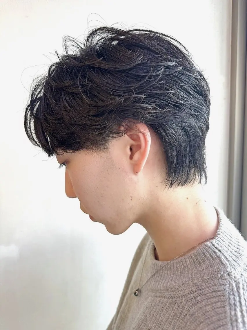 パーマ メンズ メンズブリーチ ダウンパーマ フェザーパーマ メンズパーマ ボブ カット パーマ VANCOUNCIL 松本のヘアスタイル