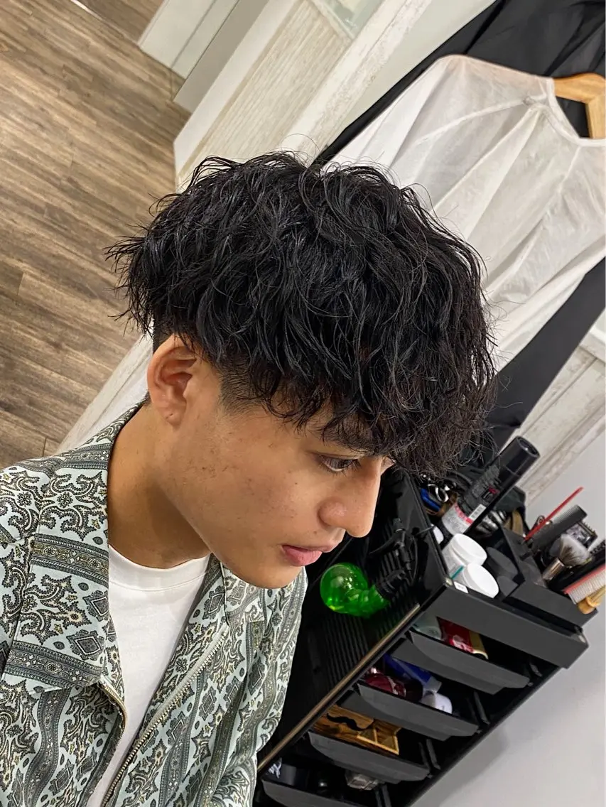 パーマ メンズ 原田 涼矢のヘアスタイル