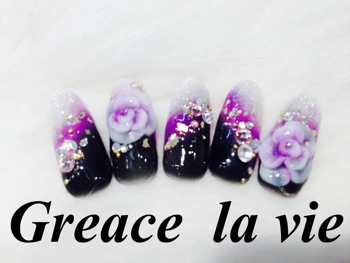 ロング カラー パーマ ヘアアレンジ キッズ ネイル マツエク・マツパ 成人式 着物ヘア 成人式 成人式 Greace  la vieのネイルデザイン