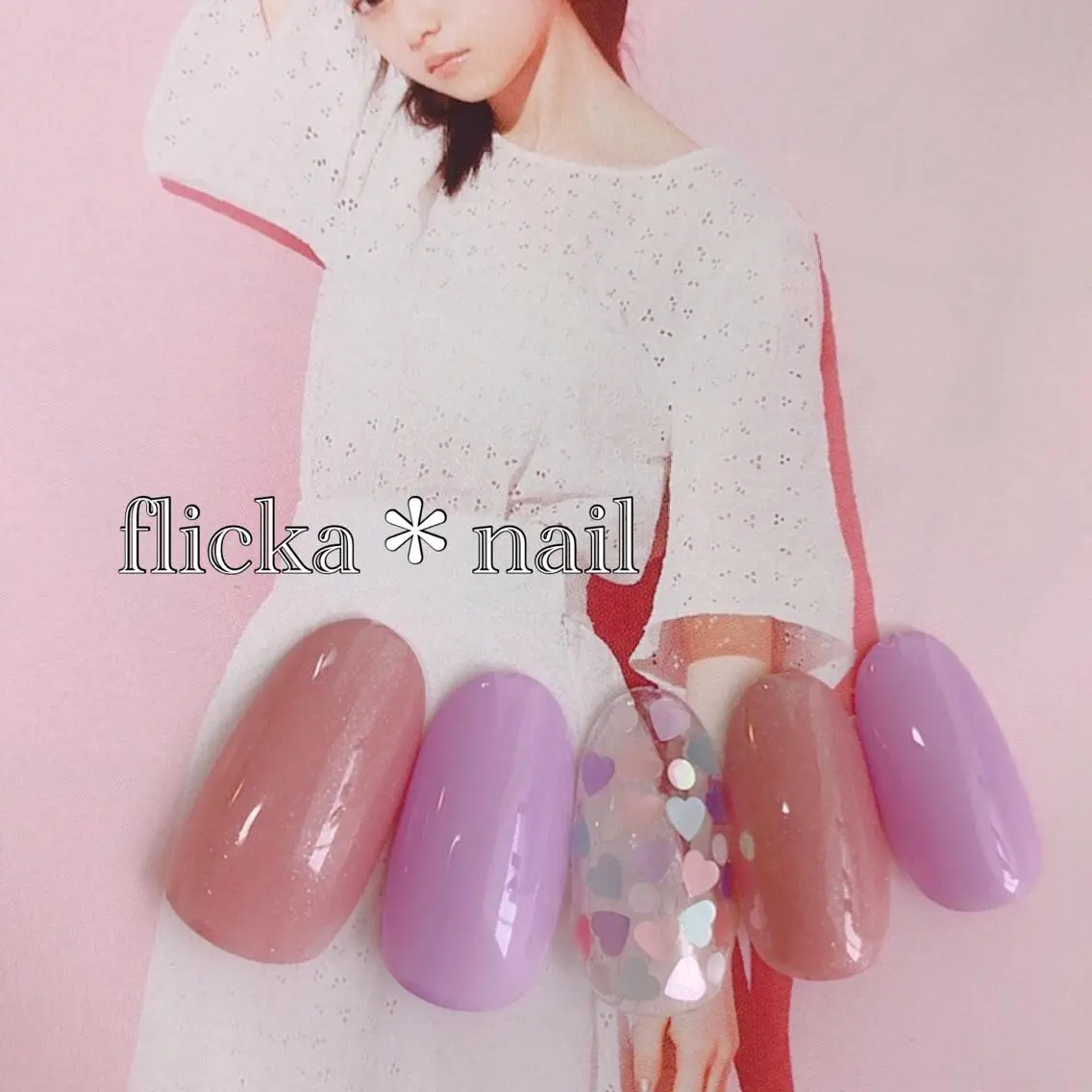 ネイル ハート ホログラムネイル ハンドネイル flicka* nailのネイルデザイン