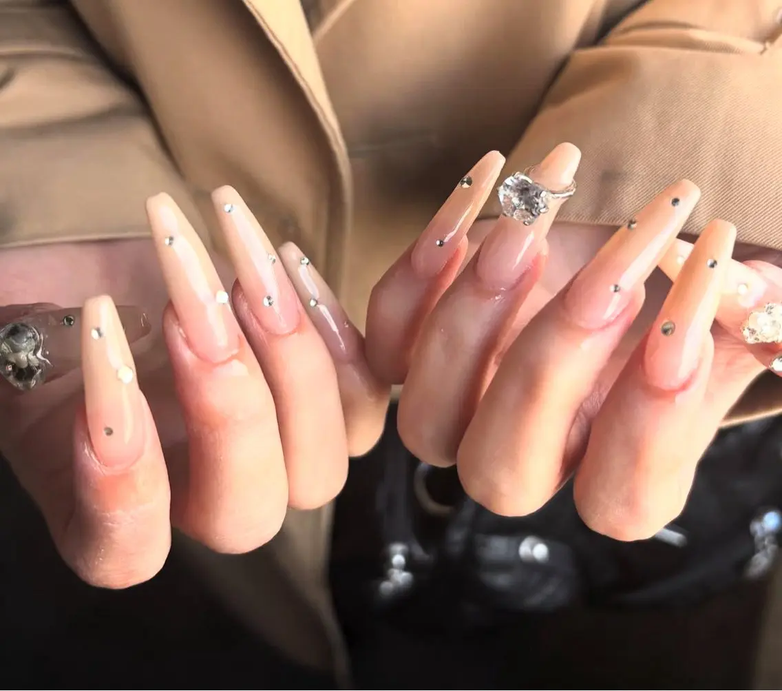 ロングネイル長さ出し10本＋フラッシュネイルの写真