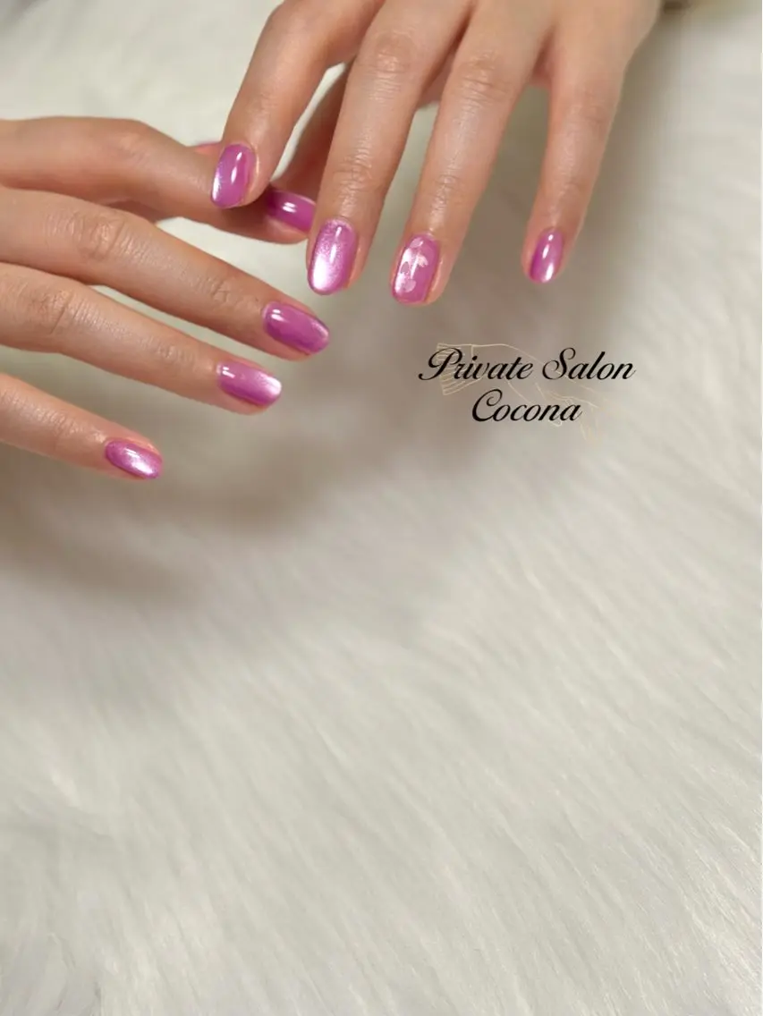 ネイル 桜ネイル マグネットネイル マグネットワンカラー ワンカラーネイル ハンドネイル プライベートサロン nailcoconaのネイルデザイン