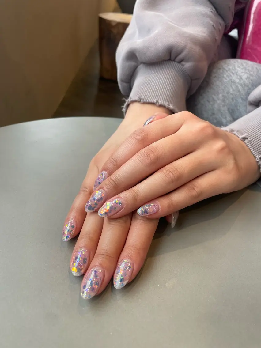 ネイル ブルー キラキラネイル ラメ(グリッター) ワンカラーネイル ハンドネイル eyelash& nailsalonMのネイルデザイン