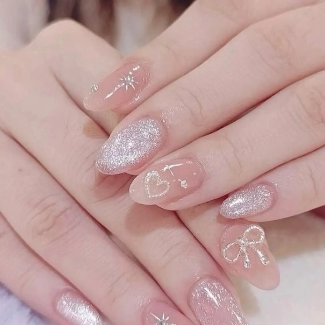 ネイル 成人式 ジェルネイル ロングネイル マグネットネイル ミディアムネイル ハンドネイル MoMoA Nail ネイル長さ出し専門店のネイルデザイン