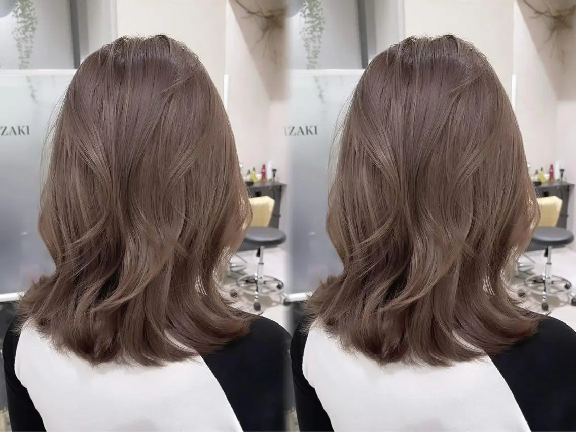 ミディアム カラー ベージュカラー ブリーチ 透明感カラー ブリーチなしカラー 髪質改善 ヘアカラー トリートメント 【博多髪質改善】 吉村　清志のヘアスタイル