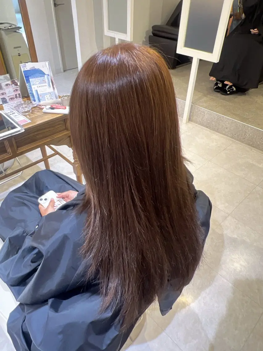 ロング カラー ブリーチ ブリーチなしカラー 橋本 天愛のヘアスタイル