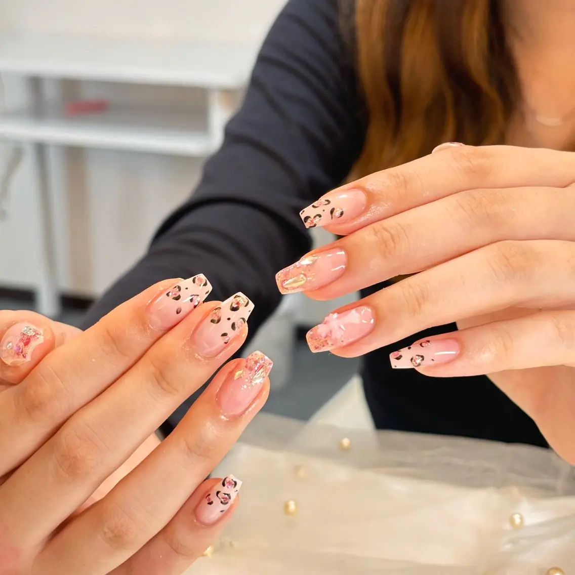 ネイル 桜ネイル 長さ出し フレンチネイル 韓国ネイル マグネットネイル ハンドネイル Kiwami nailsalonのネイルデザイン