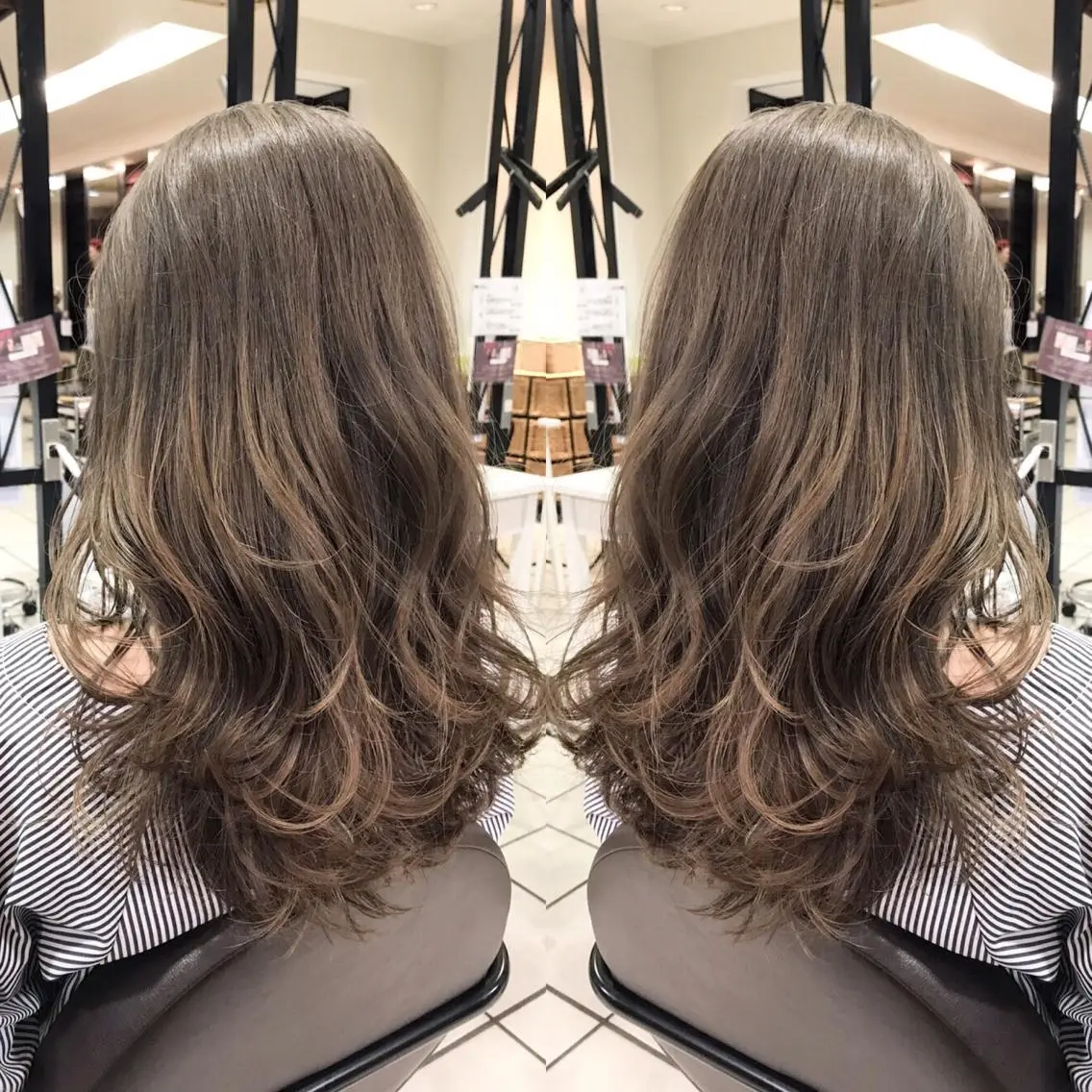 セミロング カラー シールエクステ⭐️ オオミタクヤのヘアスタイル