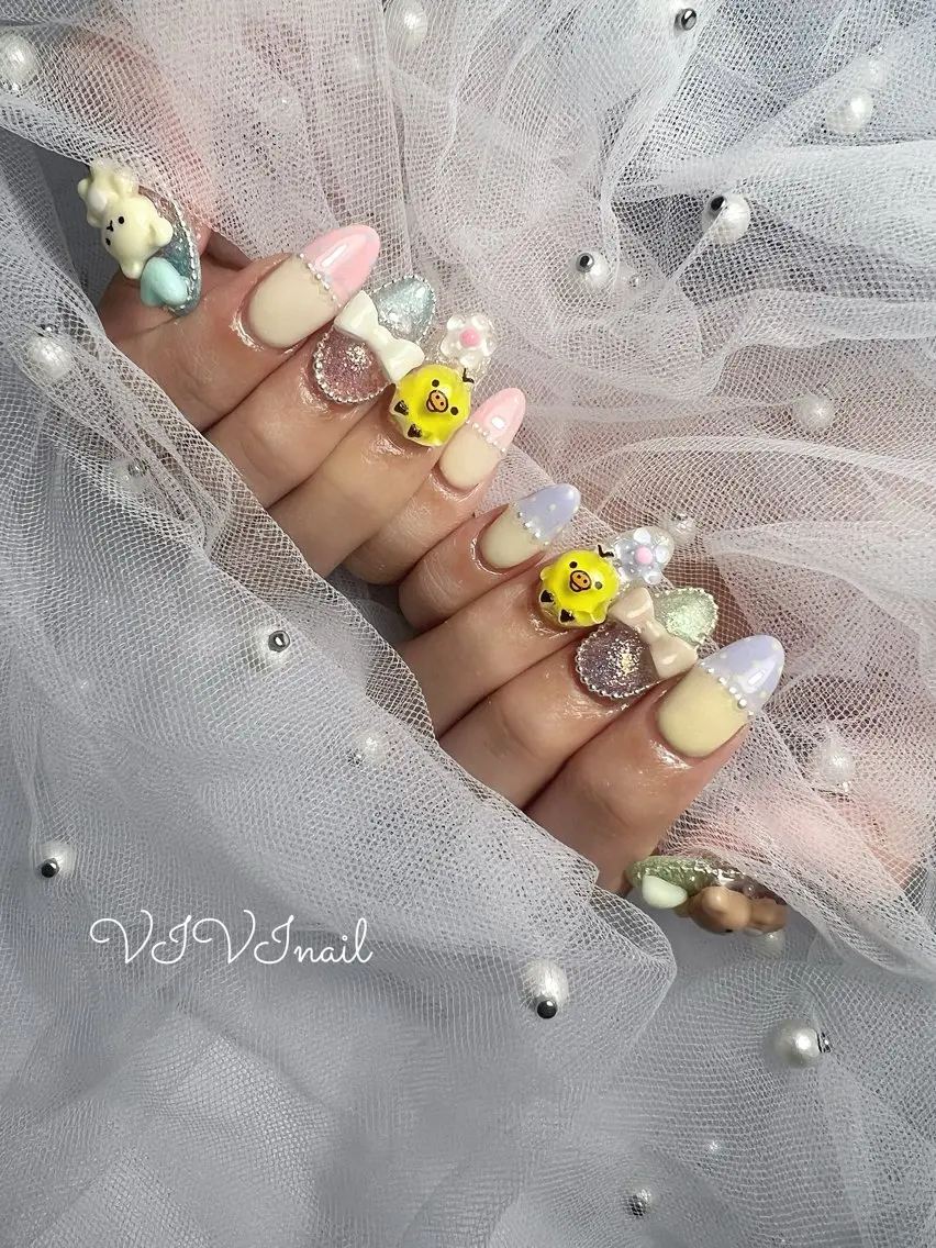 ネイル 持ち込み パステルネイル 春ネイル ハンドネイル vivi nailのネイルデザイン