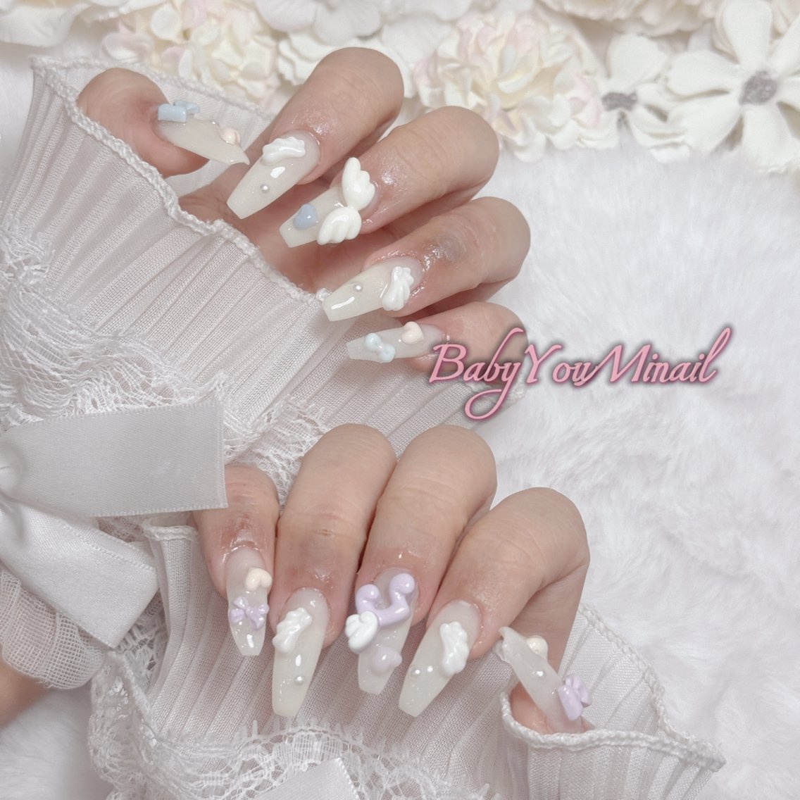 ネイル オーロラネイル チークネイル 成人式 フットネイル フレンチネイル ハンドネイル BabyYouMi nailのネイルデザイン