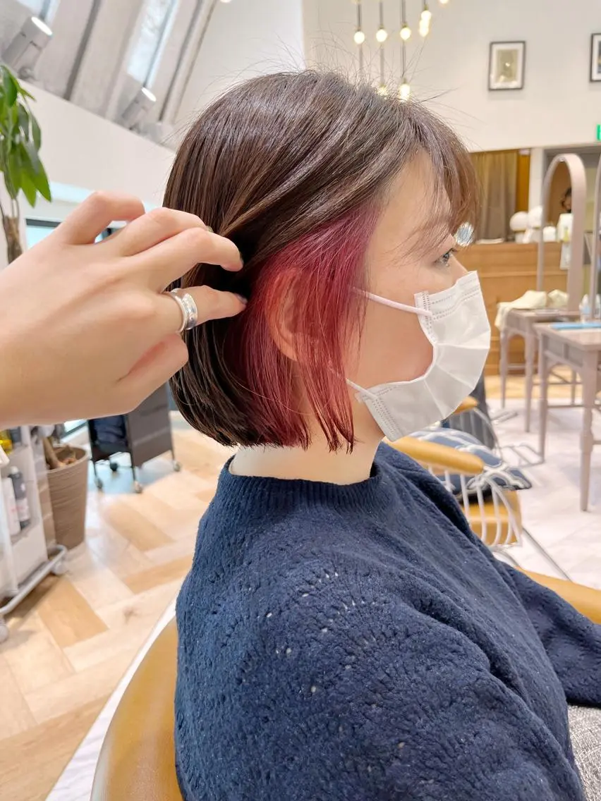 ボブカット＋インナーブリーチ＋全体カラー＋1stepトリートメント❤️‍🔥🌸ベージュ、グレージュ🌿の写真