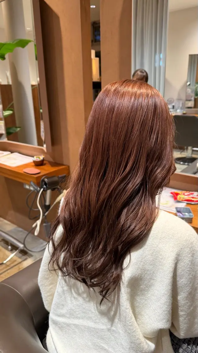 カラー ベージュカラー ブリーチ 透明感カラー オレンジ オレンジベージュ 中山 紗希のヘアスタイル