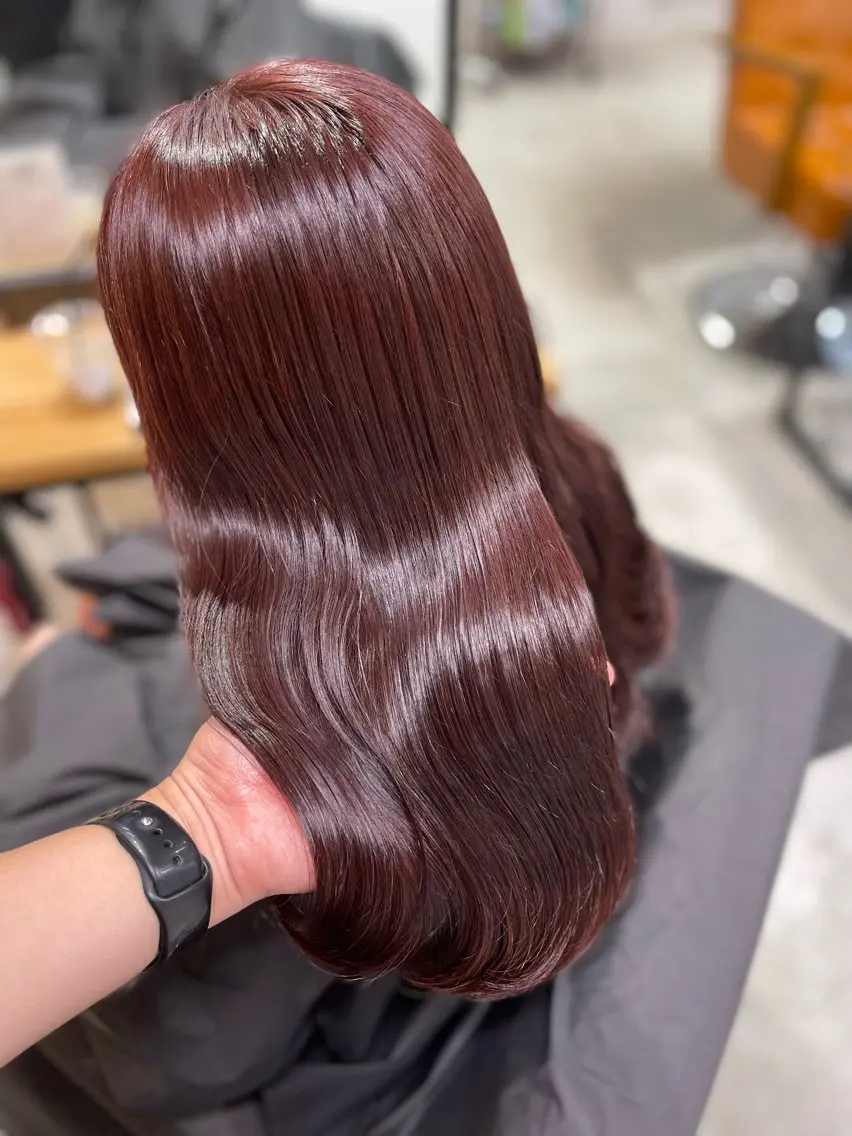 ミディアム カラー ブラウンカラー ハイトーンカラー ピンクカラー ピンクブラウン ヘアカラー 髪質改善/堀江 ケアカラーtoshiのヘアスタイル