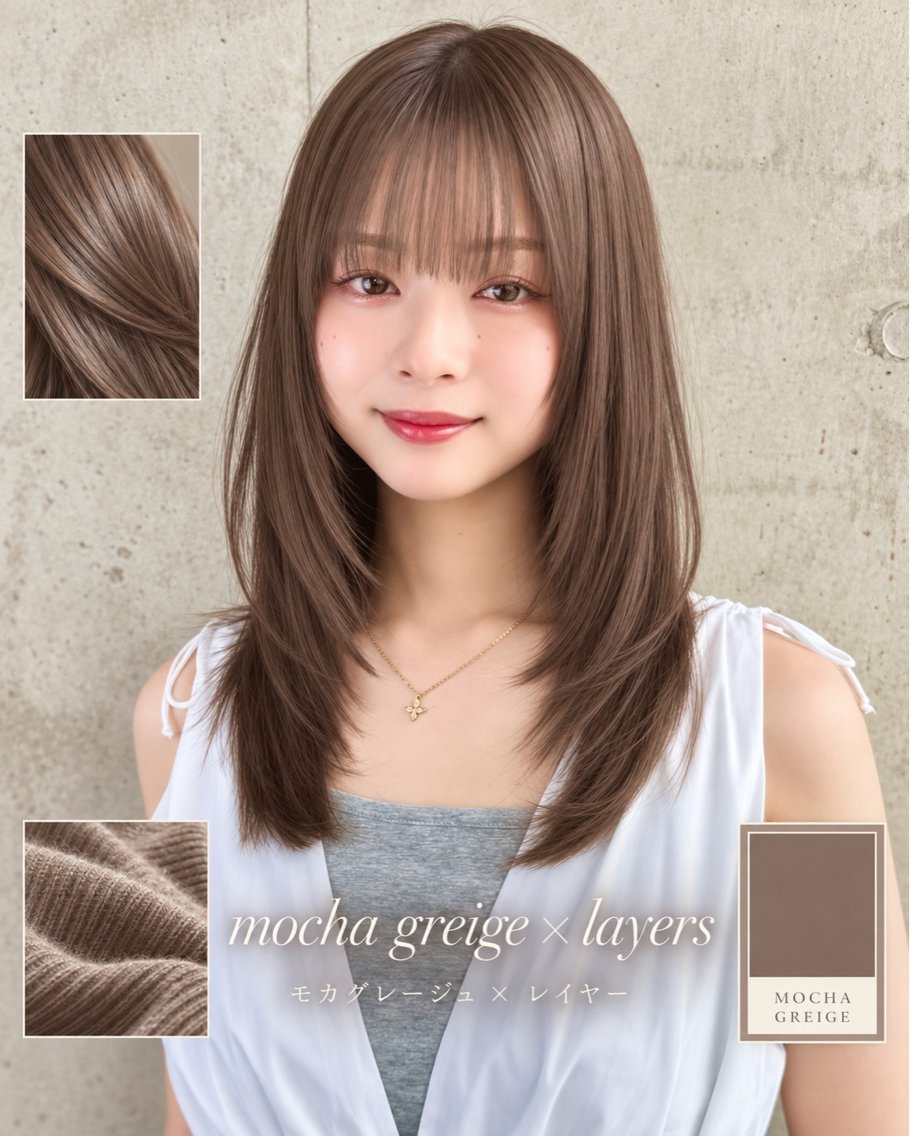 セミロング レイヤーカット カット ヘアカラー トリートメント ✨透明感カラー 恵比寿HAYATO✨のヘアスタイル