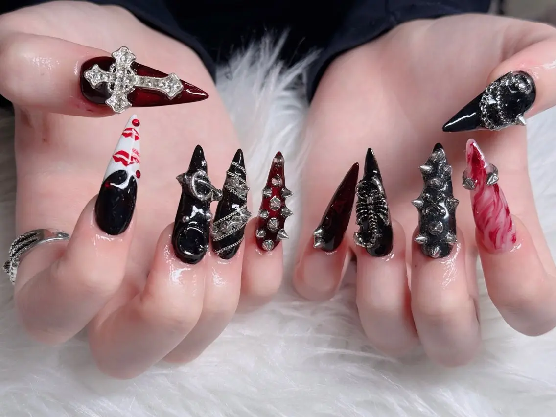 ネイル フレンチネイル ジェルネイル ハロウィン 韓国ネイル マグネットネイル ハンドネイル Hbaby nailのネイルデザイン