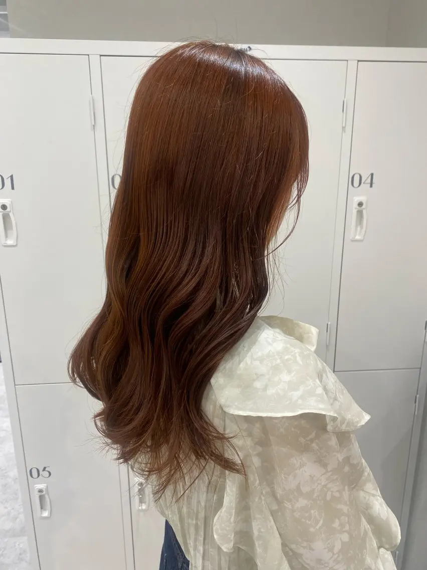 セミロング カラー ヘアアレンジ ブラウンカラー オレンジ オレンジブラウン ヘアカラー ボブ /ニュアンス/ satomi🧸💖のヘアスタイル