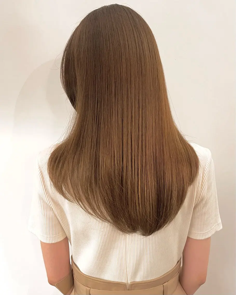 セミロング カラー ベージュカラー ブリーチ ヘーゼル ブリーチなしカラー 韓国ナチュラル・ ベージュ/落合夏希のヘアスタイル