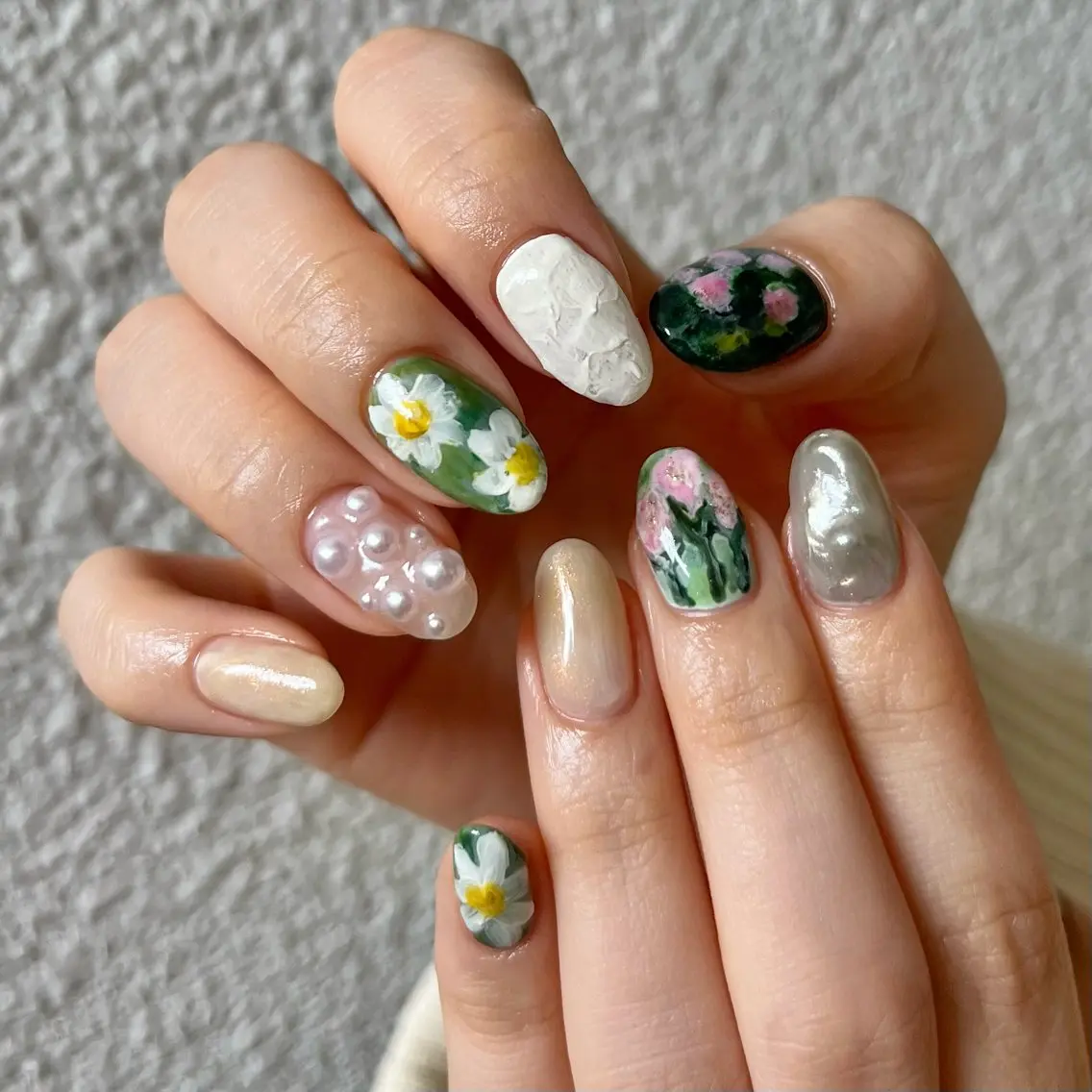 ネイル グリーン ハンドネイル vegh. nail／阿波座のネイルデザイン