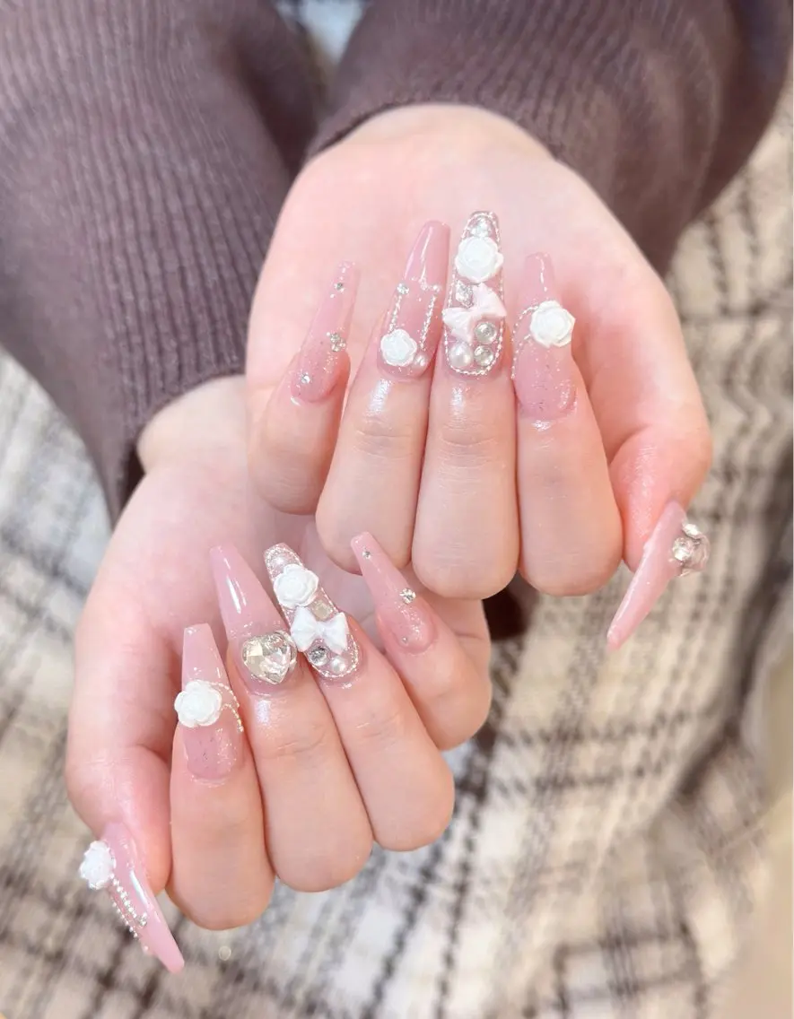 ネイル YumiNail 長さだし&ハンドケアのネイルデザイン