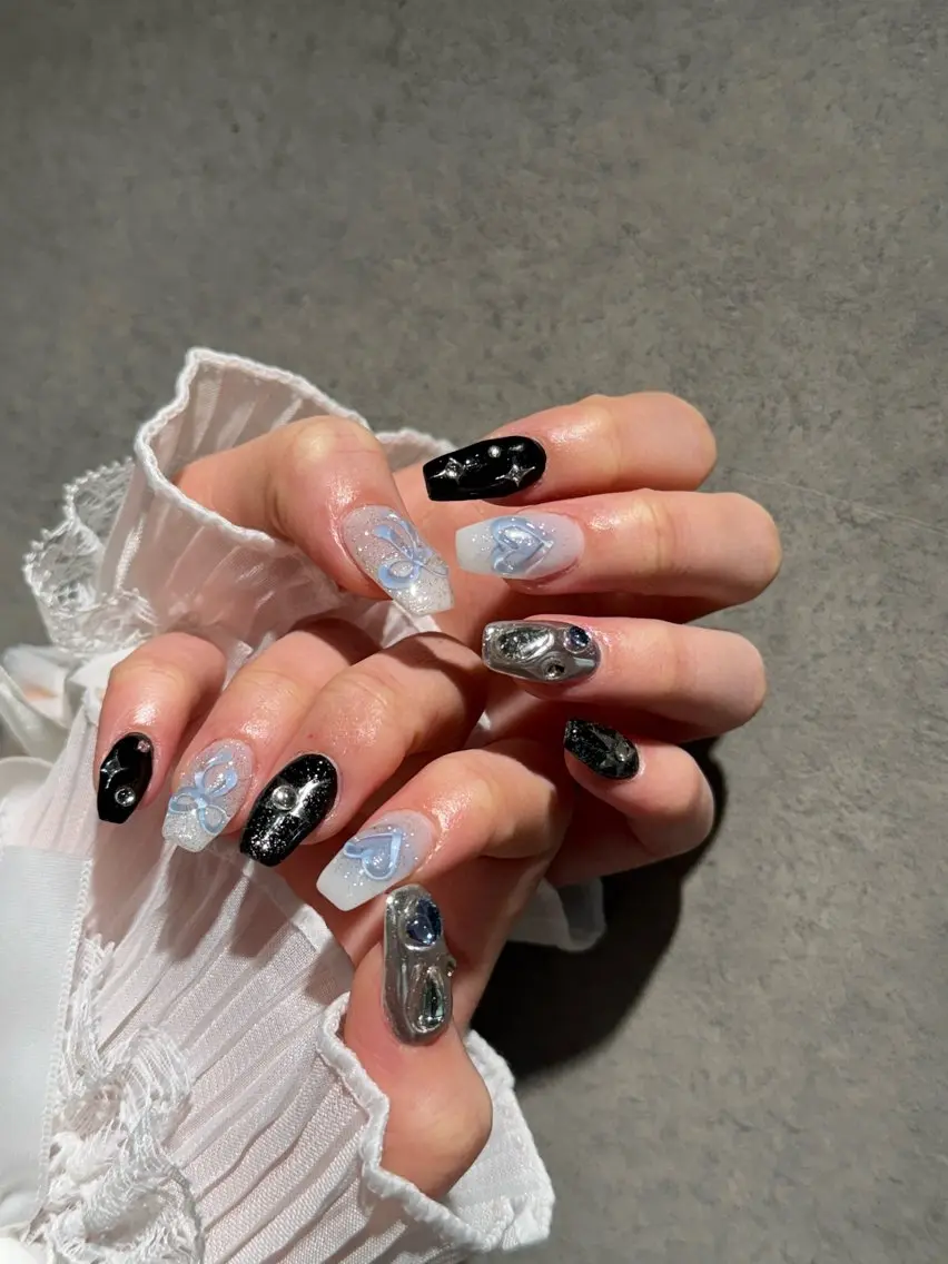 ネイル I-nailロング /ワンホン/キラキラのネイルデザイン