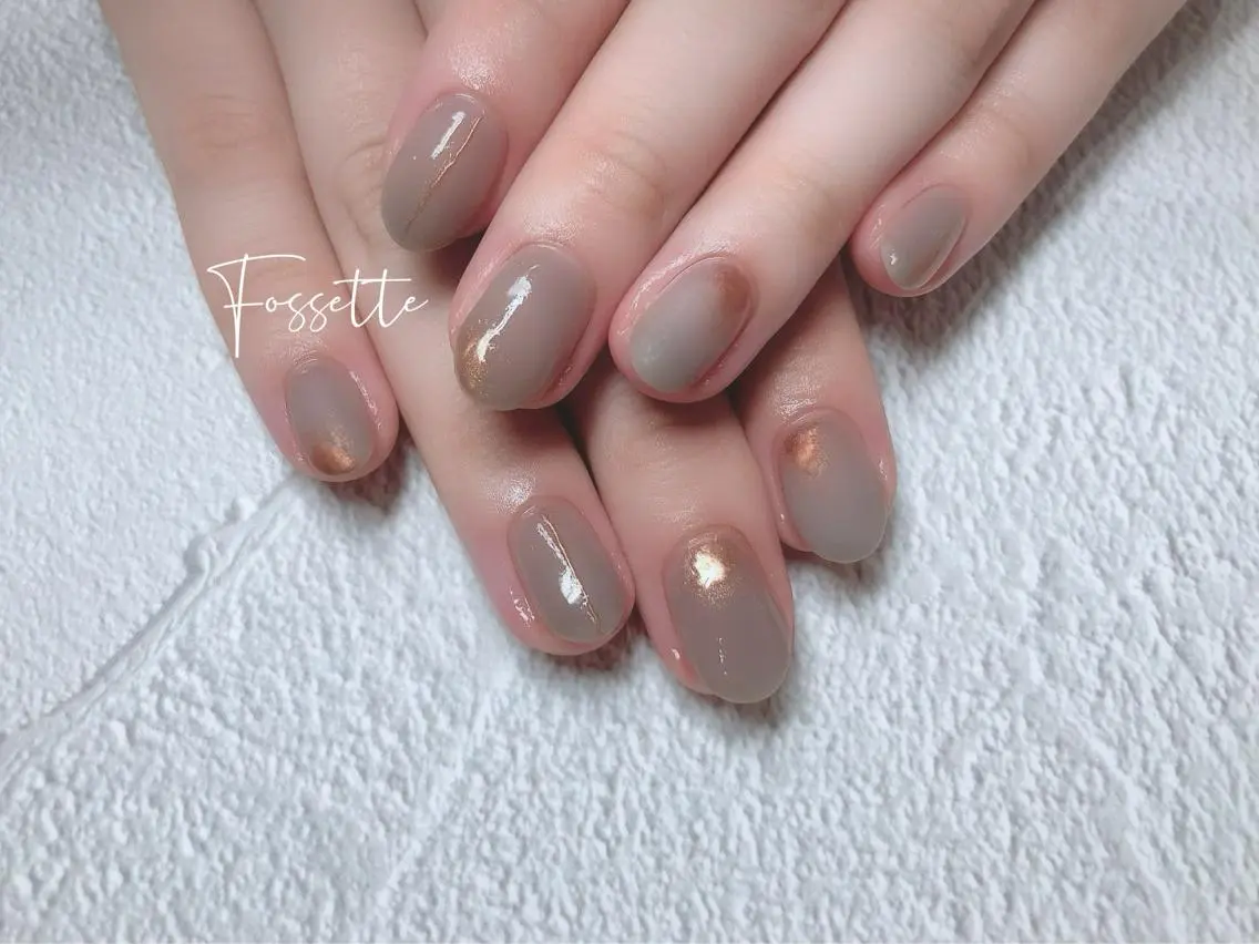 ネイル マットネイル ミラーネイル ニュアンスネイル シンプルネイル ハンドネイル nailsalon Fossetteのネイルデザイン