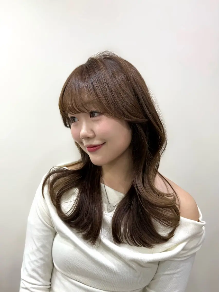 ミディアム ミディアムパーマ くびれヘア 顔周りカット レイヤーカット 韓国風パーマ/ 菅沼 成郷のヘアスタイル