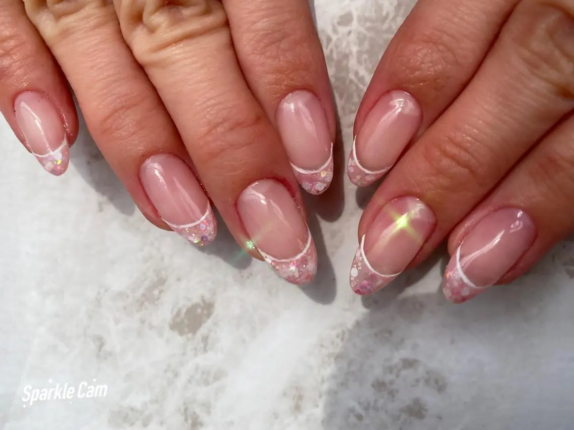 ネイル フレンチネイル ラメ(グリッター) ピンク 春ネイル Era nailのネイルデザイン