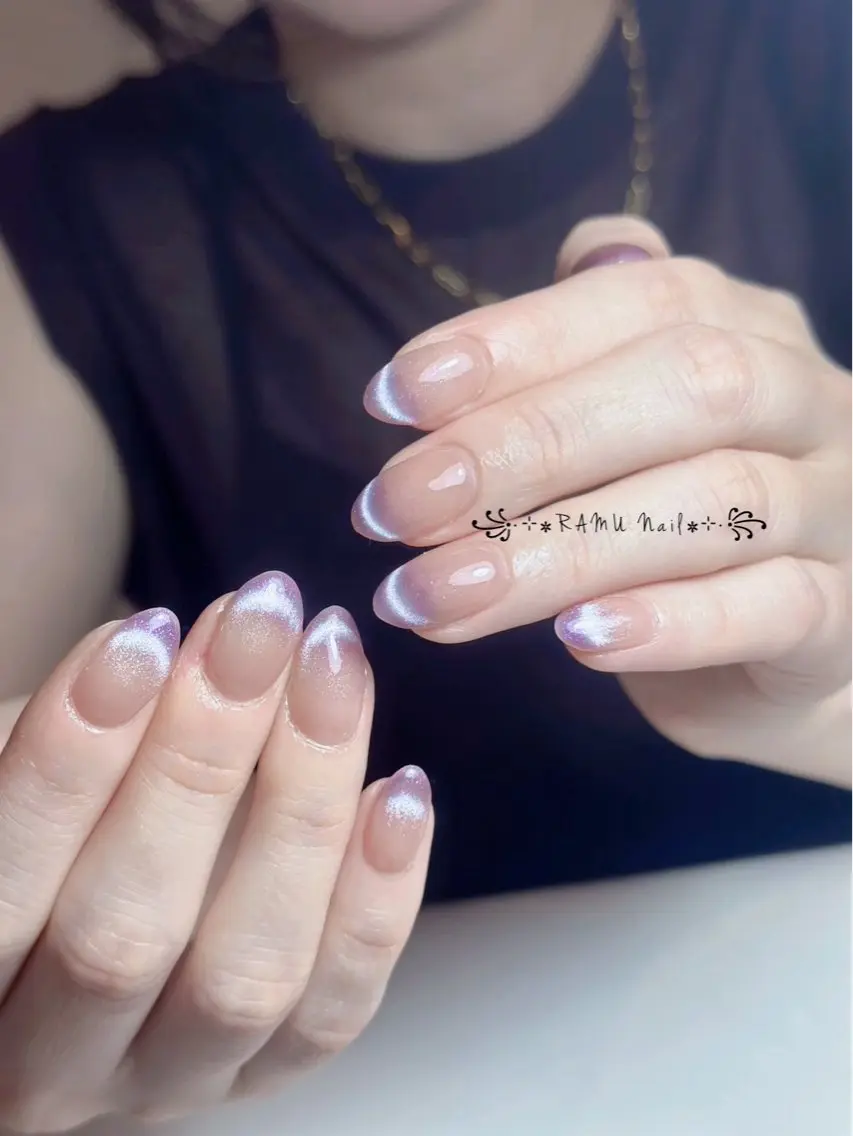 ネイル チークネイル フレンチネイル グラデーション キラキラネイル 韓国ネイル ハンドネイル RAMU_Nail 池袋店のネイルデザイン