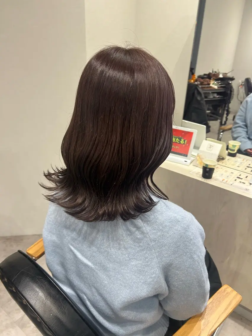 ミディアム カラー ヘアアレンジ ブラウンカラー ラベンダーカラー ラベンダーブラウン ヘアカラー ボブ /ニュアンス/ satomi🧸💖のヘアスタイル