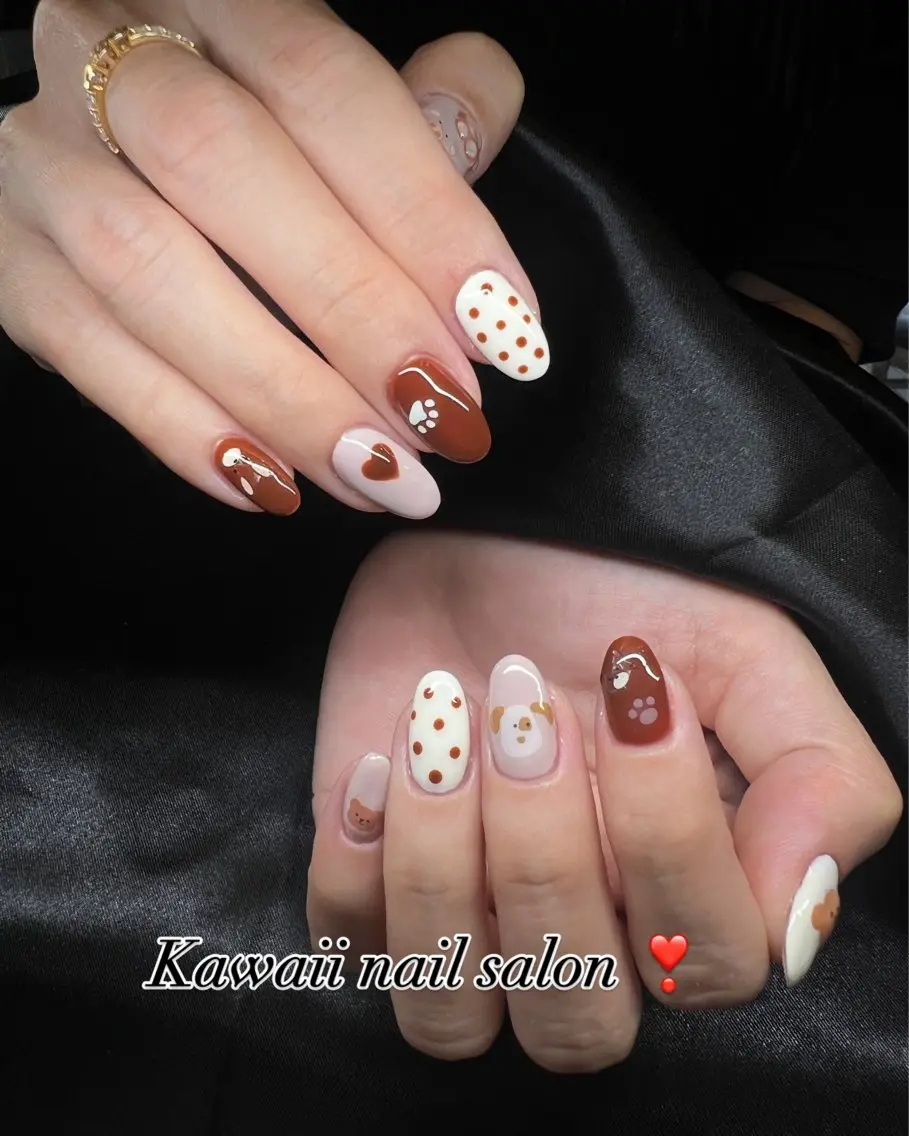 ネイル チークネイル ドット フレンチネイル 韓国ネイル レース Kawaii Nail Salonのネイルデザイン