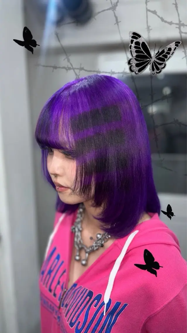 ミディアム ヘアカラー トリートメント 🪼モモカ/デザイン ハイトーンカラー🪼のヘアスタイル