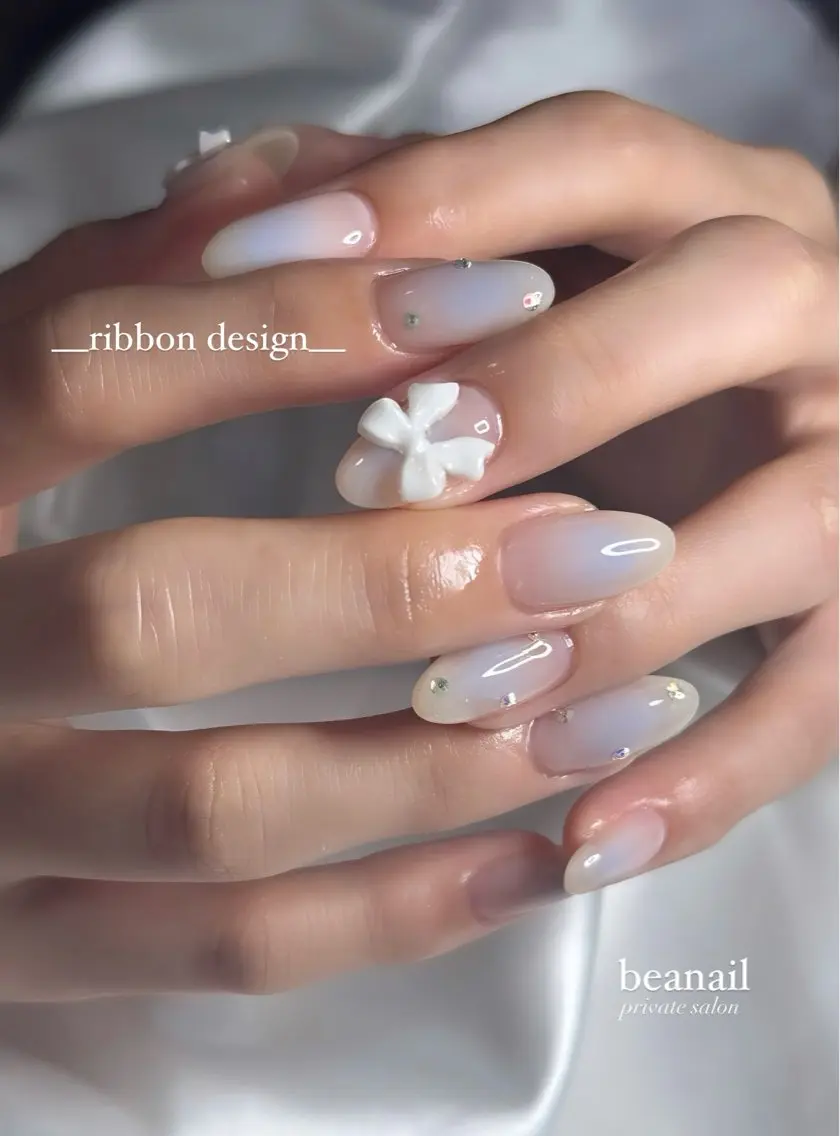 ネイル チークネイル リボン bea nailのネイルデザイン