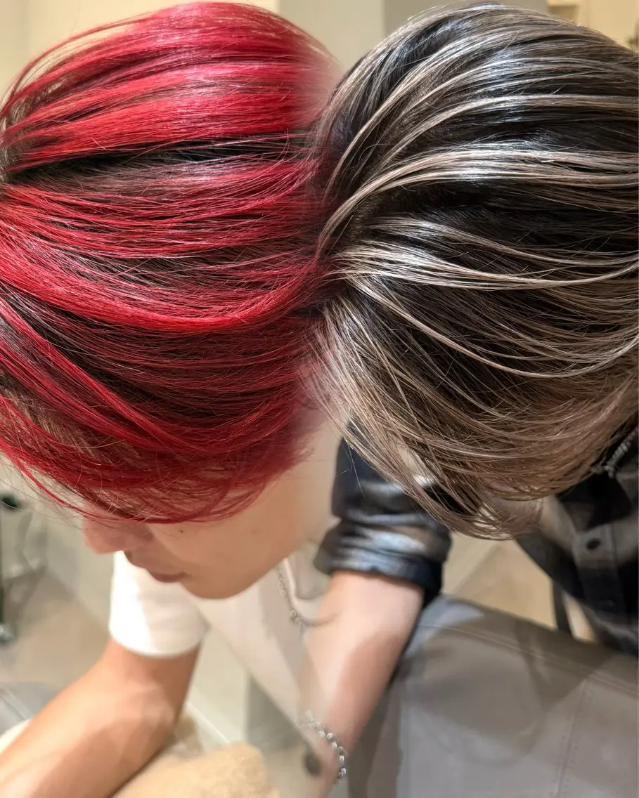 ショート カラー メンズ メンズバレイヤージュ メンズハイライト バレイヤージュ デザインカラー ハイライトカラー ヘアカラー メンズバレイヤージュ 中野裕介のヘアスタイル