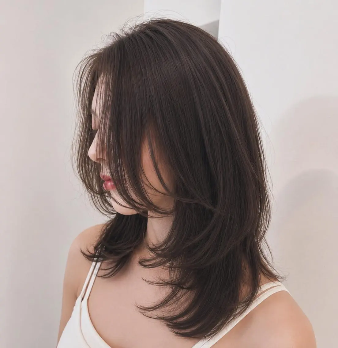 ミディアム くびれヘア 顔周りカット 髪質改善 ヨシンモリ 韓国風ヘア FOCUSJAPAN 烏丸のヘアスタイル
