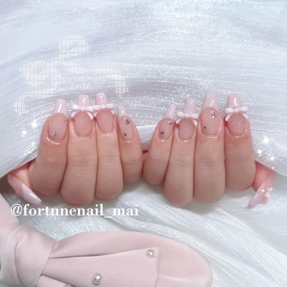 ネイル フレンチネイル ピンク ハンドネイル 🎀Mai 🎀✩.のネイルデザイン