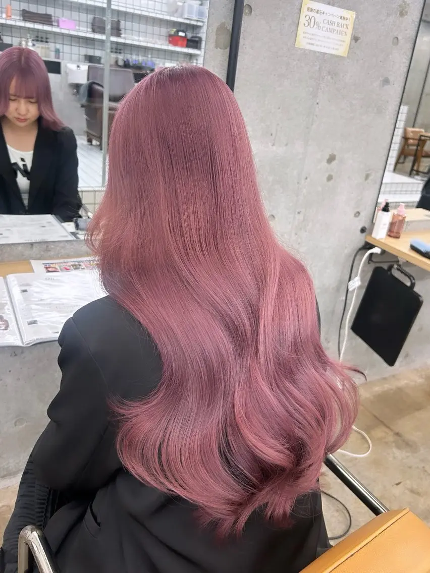 ロング カラー カット ヘアカラー トリートメント 🌷ラベンダーピンク 顔まわり🌷ねいろのヘアスタイル
